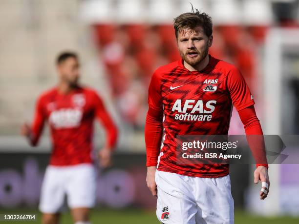 Fredrik Midtsjo of AZ during the Dutch Eredivisie match between AZ and SC Heerenveen at Afas Stadion on February 14, 2021 in Alkmaar, Netherlands