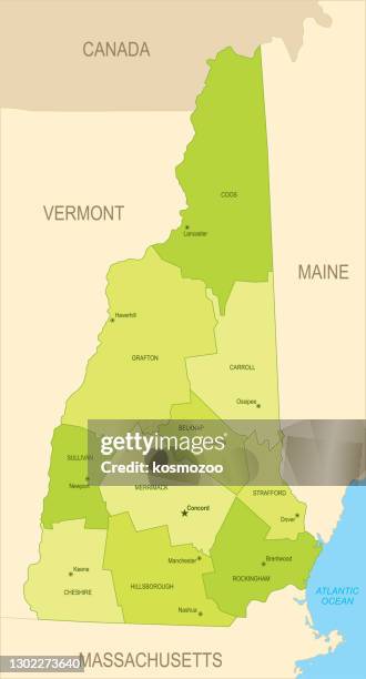 flat map of new hampshire - new hampshire stock illustrations