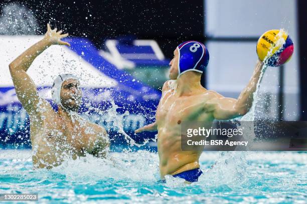 Ivan Nagaev of Russia during the Olympic Waterpolo Qualification Tournament 2021 match between Romania and Russia at Zwemcentrum Rotterdam on...