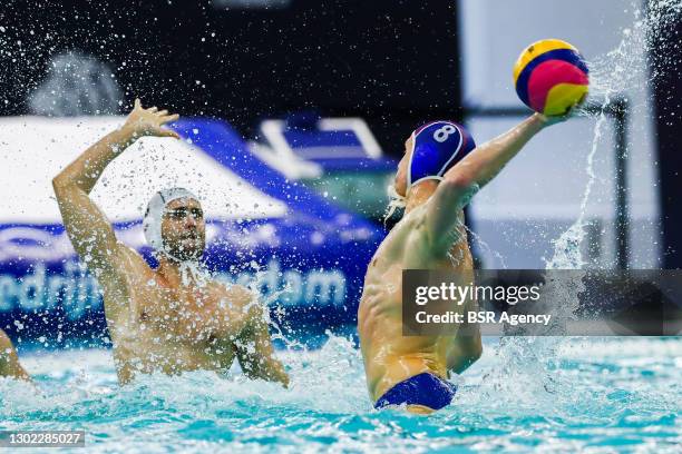 Ivan Nagaev of Russia during the Olympic Waterpolo Qualification Tournament 2021 match between Romania and Russia at Zwemcentrum Rotterdam on...