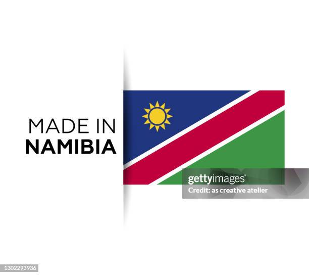 ilustraciones, imágenes clip art, dibujos animados e iconos de stock de hecho en la etiqueta de namibia, emblema del producto. fondo blanco aislado - namibia