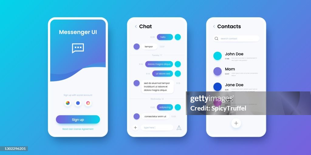Chat App Smartphone Messenger Communication Application Ui Templates ...