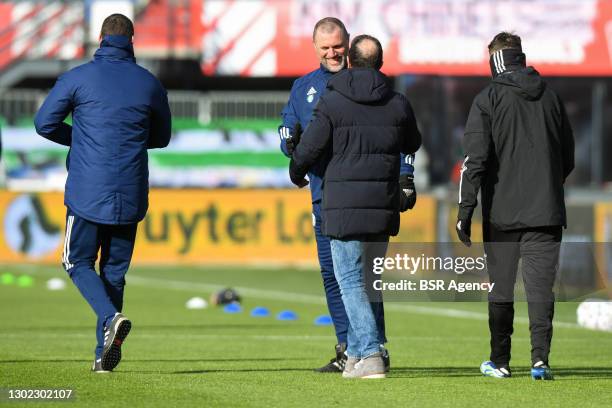 John de Wolf of Feyenoord and coach Zeljko Petrovic of Willem II during the Dutch Eredivisie match between Feyenoord and Willem II at De Kuip on...