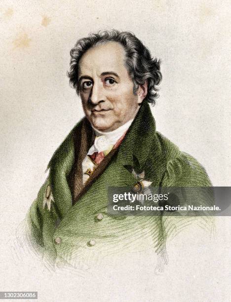 Johann Wolfgang von Goethe German writer, poet and playwright. Engraving by Thomas Wright from a painting by George Dawe , United Kingdom, approx....