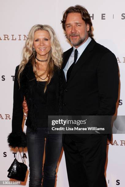 Danielle Spencer and Russell Crowe arrive at The Star Opening Party on October 25, 2011 in Sydney, Australia.