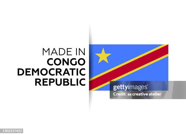 コンゴ民主共和国のラベル、製品エンブレムで作られています。白い孤立した背景 - コンゴ共和国点のイラスト素材／クリップアート素材／マンガ素材／アイコン素材