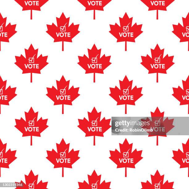 vote red maple leaves seamless pattern - general election stock illustrations