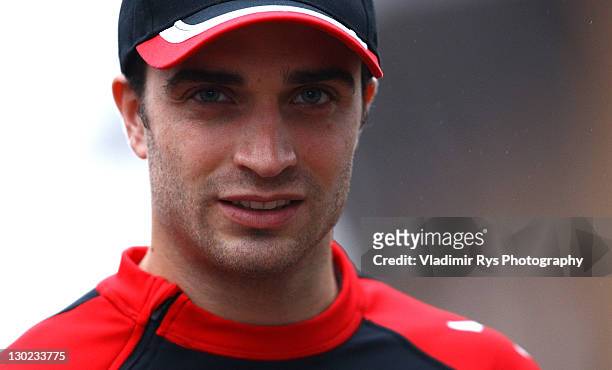 Jerome D'Ambrosio of Belgium and Marussia Virgin Racing is pictured in the paddock following the practice for the Formula One Grand Prix of South...