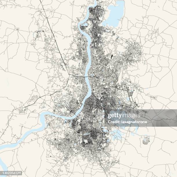 ilustrações, clipart, desenhos animados e ícones de calcutá, mapa vetorial da índia - ponte howrah