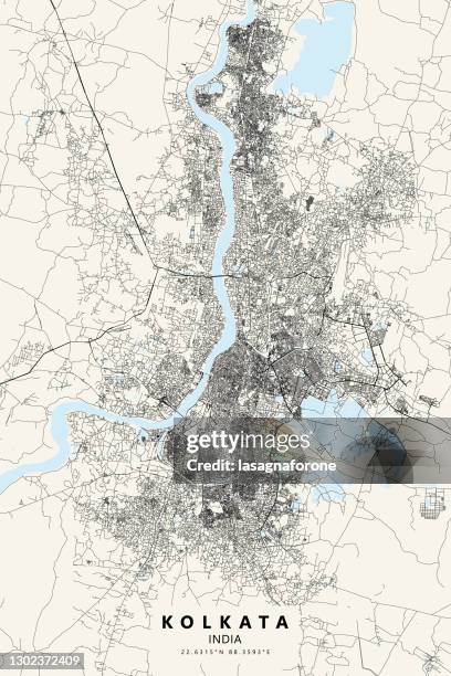 kolkata, india vector map - victoria memorial kolkata stock illustrations