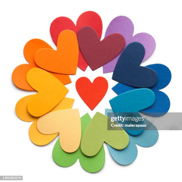 colored paper hearts - origami flower stock pictures, royalty-free photos & images