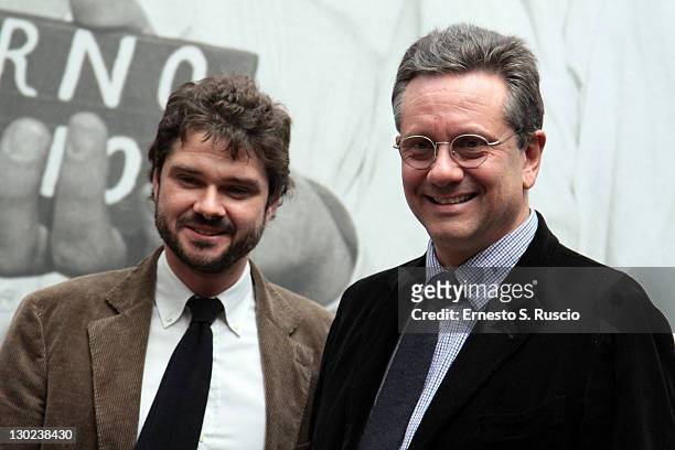 Sean Ferrer, son of Audrey Hepburn, and Luca Dotti attend the 'Audrey In Rome' Opening Exhibition duing 6th International Rome Film Festival at Ara...