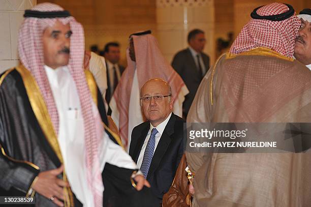 Lebanese Prime Minister Najib Mikati attends the funeral of late Saudi Crown Prince Sultan bin Abdul Aziz at Imam Turki bin Abdullah mosque in Riyadh...