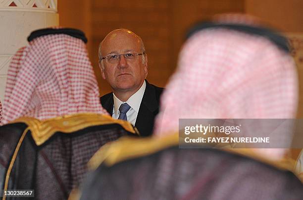 Lebanese Prime Minister Najib Mikati attends the funeral of late Saudi Crown Prince Sultan bin Abdul Aziz at Imam Turki bin Abdullah mosque in Riyadh...