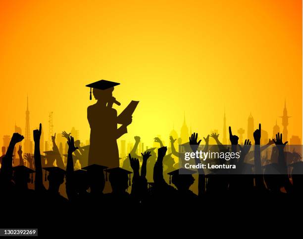 graduation event - graduation speech stock illustrations