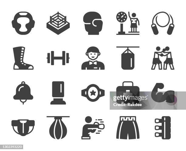ilustrações de stock, clip art, desenhos animados e ícones de boxing - icons - saco-de-boxe