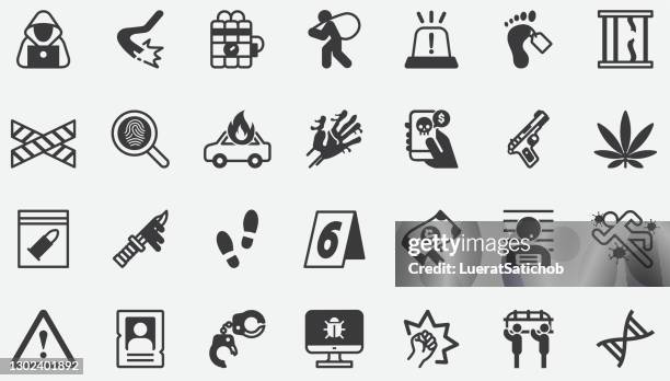 ilustraciones, imágenes clip art, dibujos animados e iconos de stock de iconos de concepto criminal - asesino