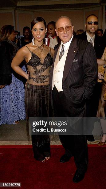 Alicia Keys and Clive Davis during 2004 Clive Davis Pre-Grammy Party  Inside Arrivals at Beverly Hills Hotel in Beverly Hills, California, United...