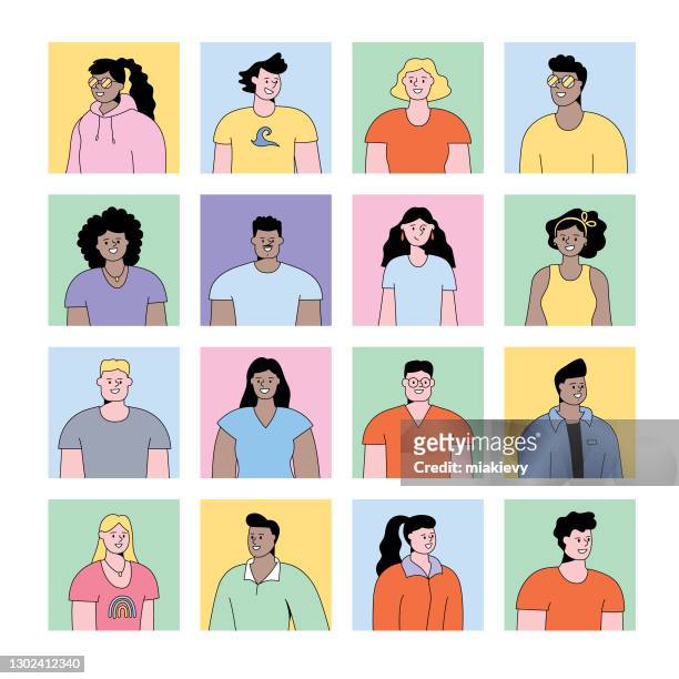 avatars young people squares - young adult stock illustrations