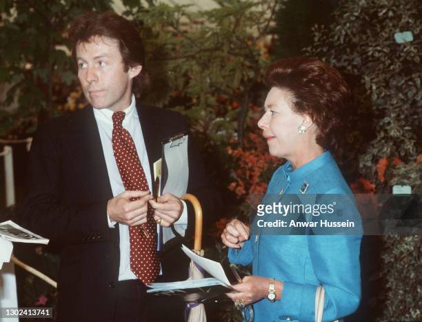 United Kingdom - MAY,198O: Princess Margaret meets up with ex boyfriend Roddy Llewellyn at the Chelsea Flower Show in May 1980 in London,England. .