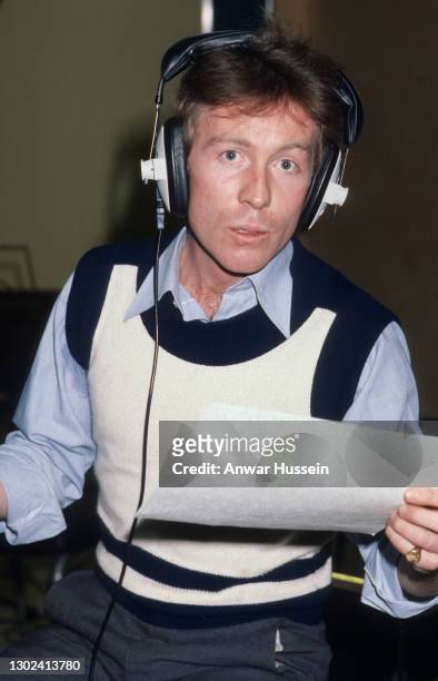 Roddy Llewellyn visits a recording studio to record his first single on February 15, 1978 in London, England. .
