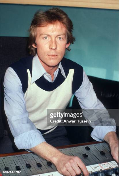Roddy Llewellyn visits a recording studio to record his first single on February 15, 1978 in London, England. .
