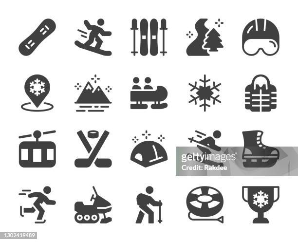 stockillustraties, clipart, cartoons en iconen met wintersport en activiteiten - pictogrammen - face guard sport