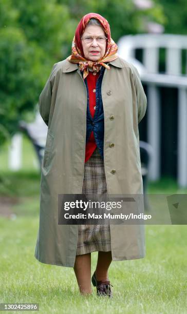 Queen Elizabeth II attends day 3 of the Royal Windsor Horse show in Home Park on May 14, 2005 in Windsor, England.