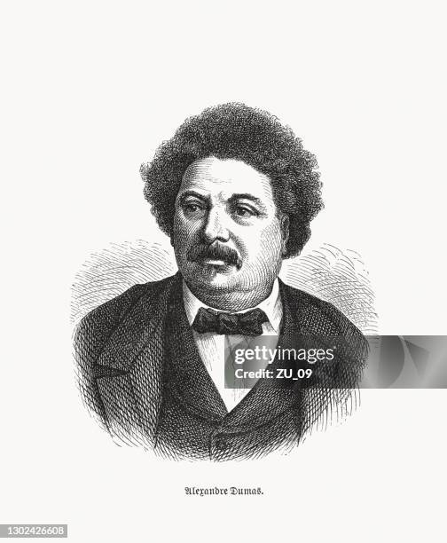 illustrazioni stock, clip art, cartoni animati e icone di tendenza di alexandre dumas père (1802-1870), scrittore francese, incisione su legno, pubblicato nel 1893 - alexandre dumas père