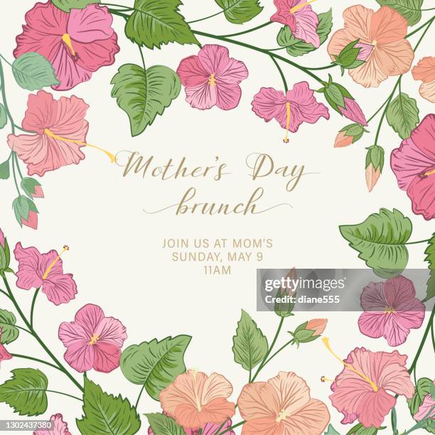 mother's day brunch invitation - luau background stock illustrations