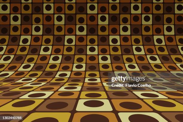 70s wallpaper pattern backdrop with squares - art deco background stock-fotos und bilder