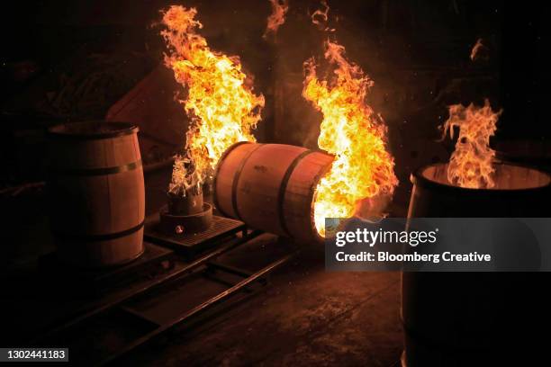 bourbon barrels - kentucky bourbon stock pictures, royalty-free photos & images