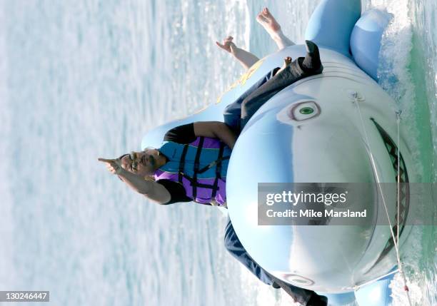 Will Smith, Angelina Jolie and Jack Black during 2004 Cannes Film Festival - "Shark Tale" - Photocall at Carlton Beach Pier in Cannes, France.