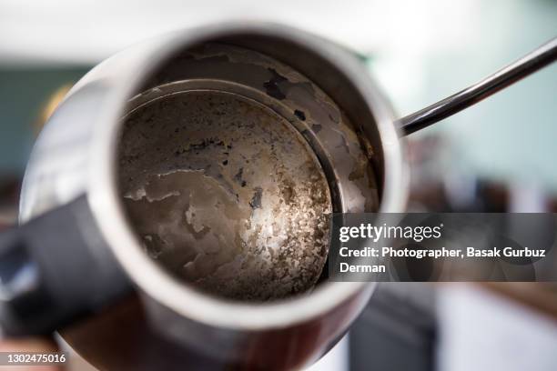 limescale in kettle - calcification stock pictures, royalty-free photos & images