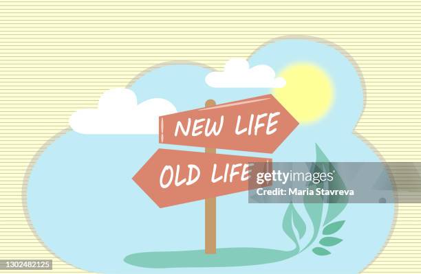 illustrations, cliparts, dessins animés et icônes de choicе old life ou new life. - commencement