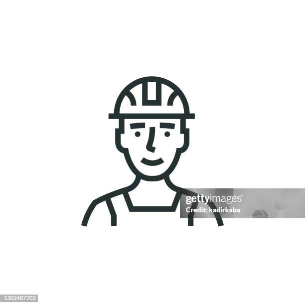 construction worker line icon - character builder stock illustrations