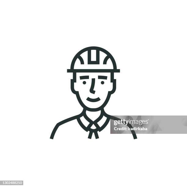 engineer line icon - character builder stock illustrations
