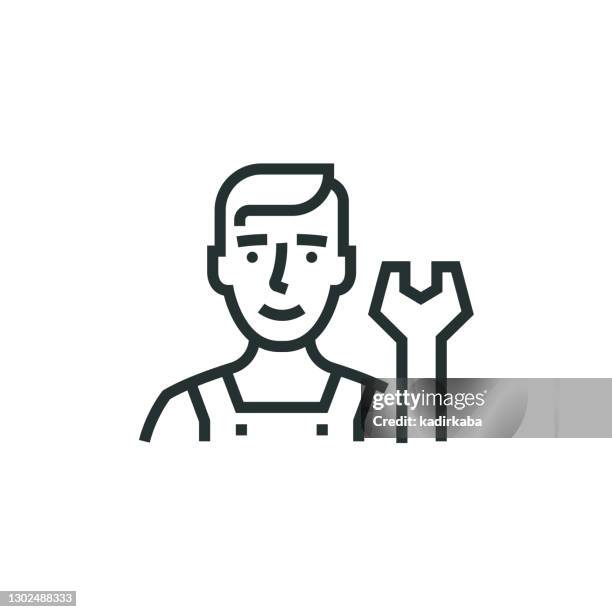 plumber line icon - character constructor stock illustrations