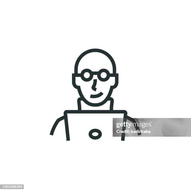 programmer line icon - programmer computer stock illustrations