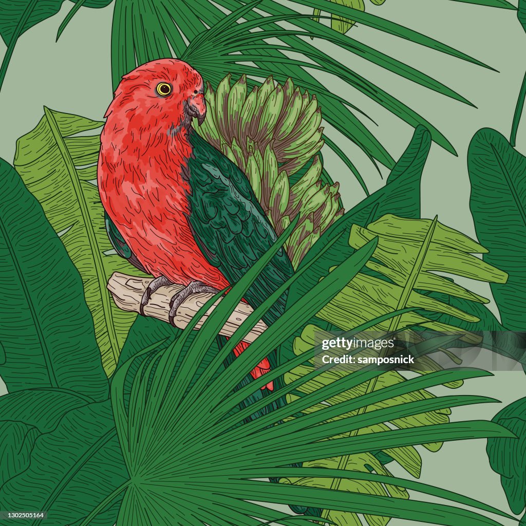 Tropical Banana Leaf Seamless Pattern