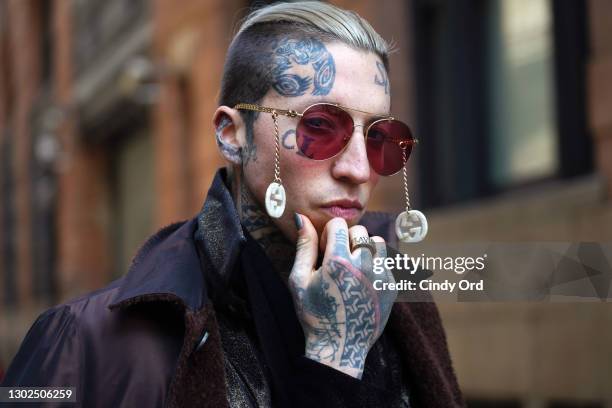 Chris Lavish poses for a photo during New York Fashion Week: The Shows at Spring Studios on February 16, 2021 in New York City.