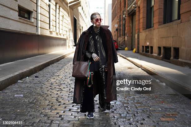 Chris Lavish poses for a photo during New York Fashion Week: The Shows at Spring Studios on February 16, 2021 in New York City.