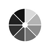 Monochrome, gray scale color wheel icon