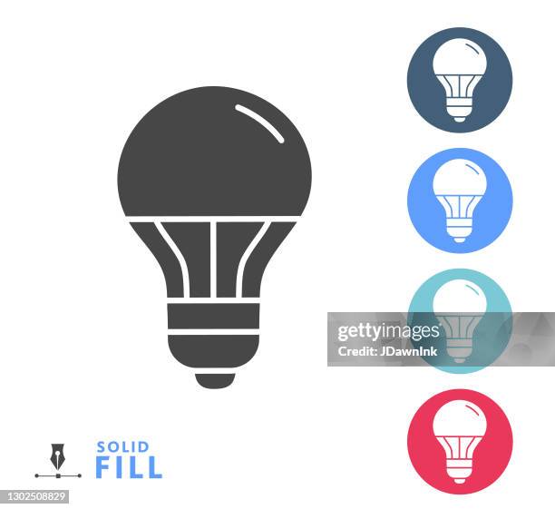 stockillustraties, clipart, cartoons en iconen met led-gloeilamp multi-gekleurde cirkel set - led-lampje