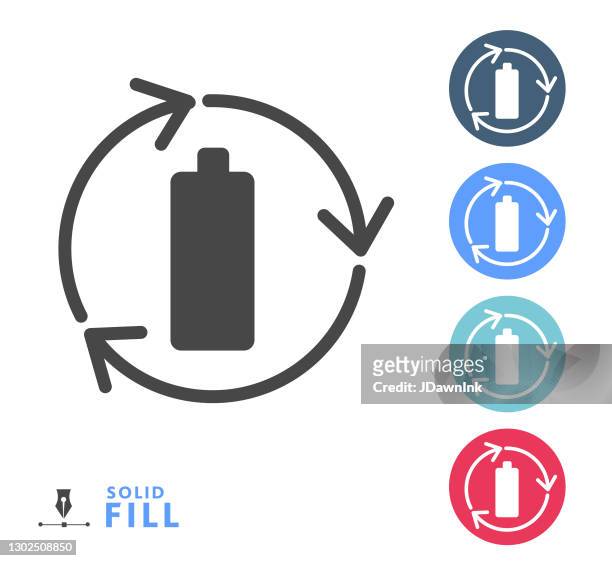 battery recycling multi-colored circle set - battery recycling stock illustrations