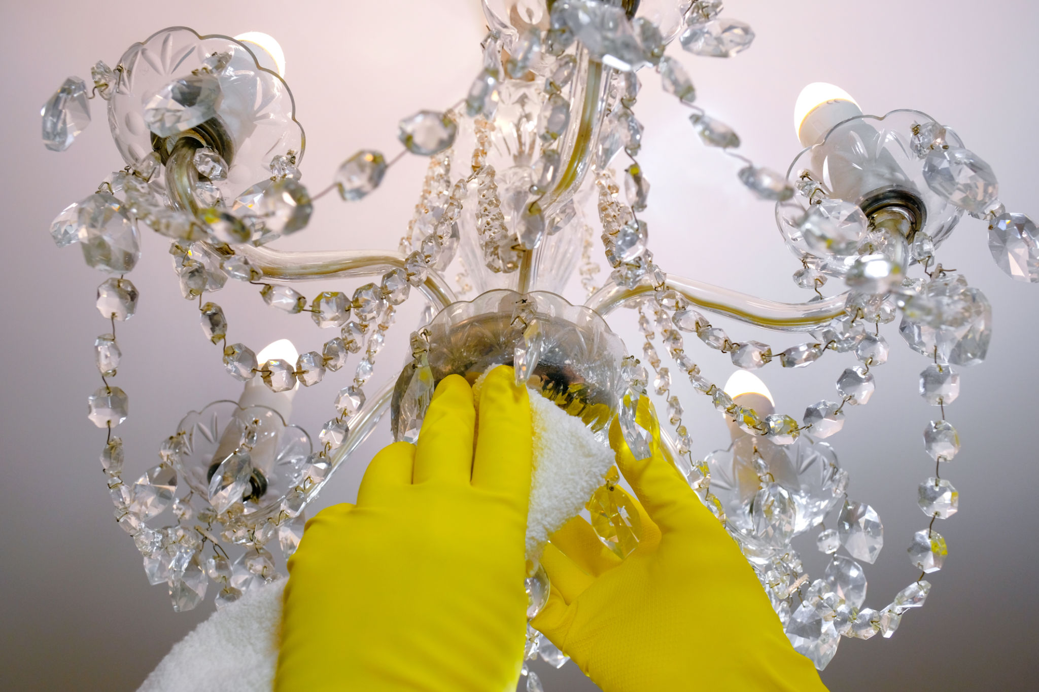 cleaning chandelier