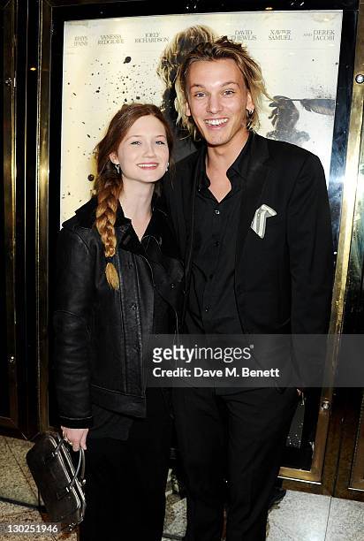 Bonnie Wright and Jamie Campbell-Bower attend the premiere of 'Anonymous' during the 55th BFI London Film Festival at Empire Leicester Square on...