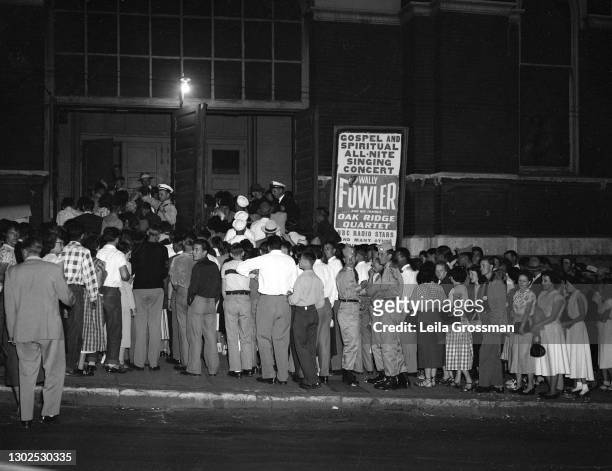 View of people entering the Ryman Auditorium circa 1951 in Nashville, Tennessee.
