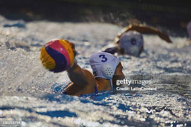 Marina Zablith of Brazil in the Women's Waterpolo Match in the 2011 XVI Pan American Games at Scotiabank Aquatic Center on October 25 2011 in...