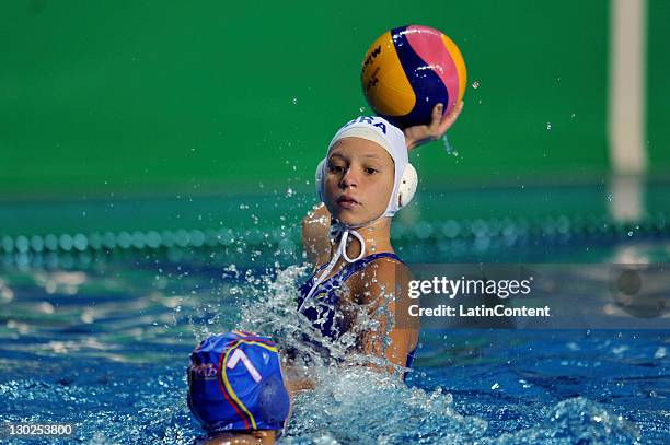 Izabella Chiappini of Brazil in the Women's Waterpolo Match in the 2011 XVI Pan American Games at Scotiabank Aquatic Center on October 25 2011 in...